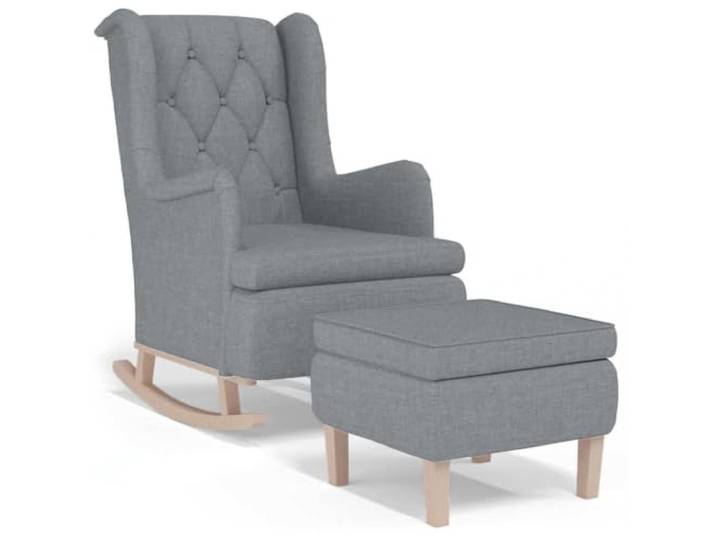 Tmriohed Schaukelsessel mit Hocker Hellgrau Stoff Relaxsessel 2er Set Gemütlicher Stillstuhl mit Fußablage aus Massivholz, sanfte Schaukelbewegung für Wohnzimmer und Schlafzimmer.