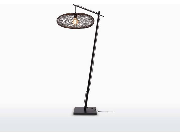 GOOD&MOJO Vloerlamp Cango - Bamboe Zwart/Zwart - 80x60x176cm - Scandinavisch\,Bohemian - Staande lampen voor Woonkamer - Slaapkamer