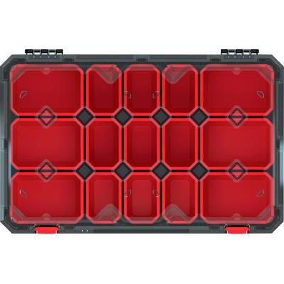 Kleinteilemagazin PROSPERPLAST "TITAN", schwarz (schwarz, rot), B:59,8cm H:11cm T:39cm, Kunststoff, Aufbewahrungsboxen, 59,8 x 39 x 11 cm