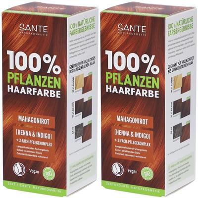 100% Pflanzenhaarfarbe mit 3-Fach Pflegekomplex mahagonirot 07 2x 2x100 g