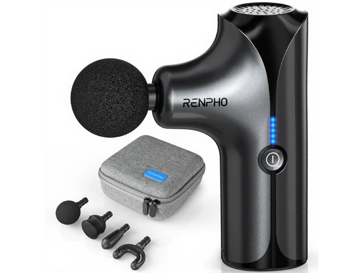 RENPHO Mini Massage Gun - Draagbaar Spiermassagepistool met 4 Opzetstukken &amp; 5 Snelheden