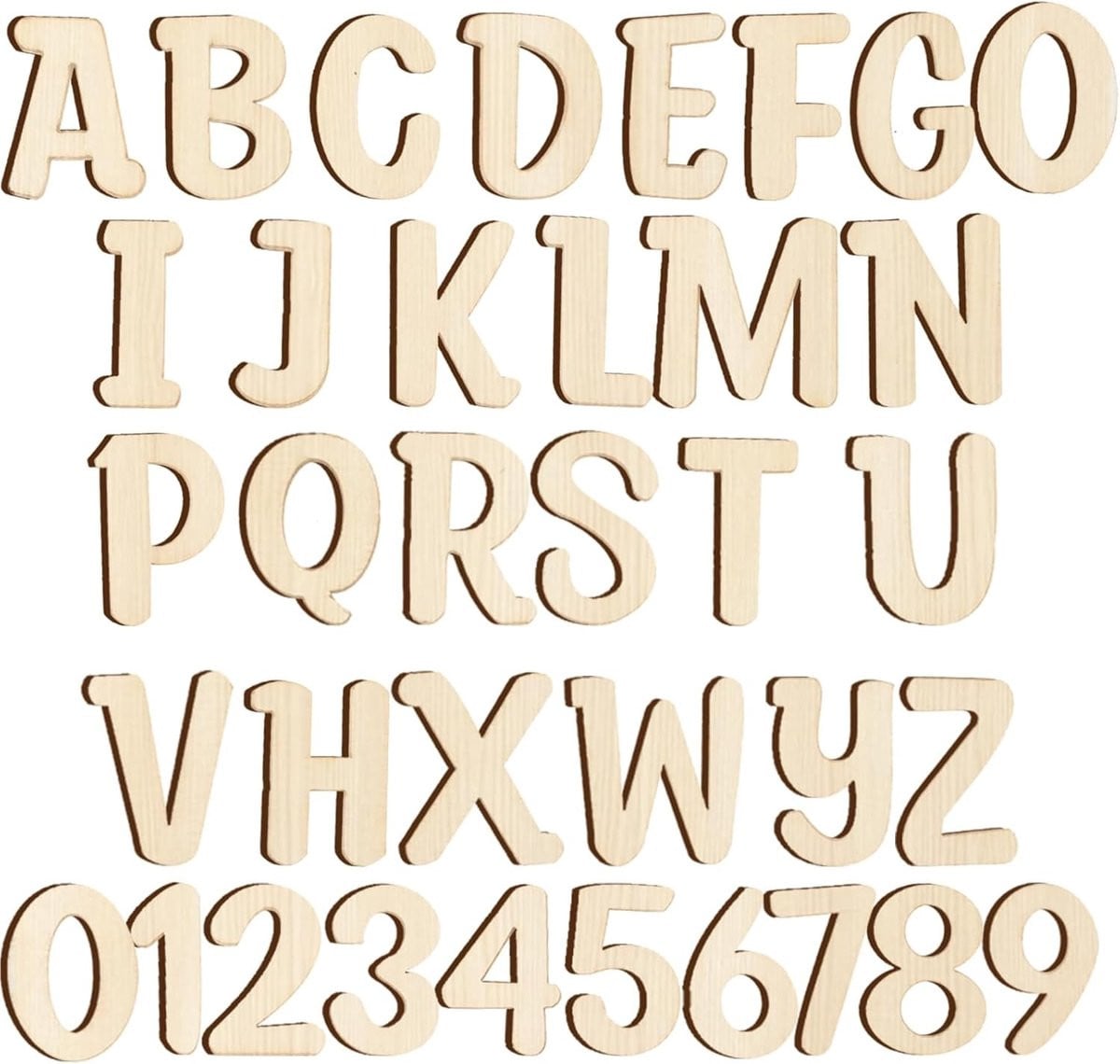 Set van 124 onbehandelde houten letters van 2,5 cm voor creatieve projecten, scrapbooking en feestdecoratie