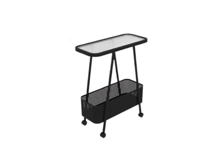Zimmer Beweglicher Nachttisch aus Schmiedeeisen for den Heimgebrauch Schlafzimmer-Nachttisch-Aufbewahrungsregal, kleiner Beistelltisch(Beige,Klein)