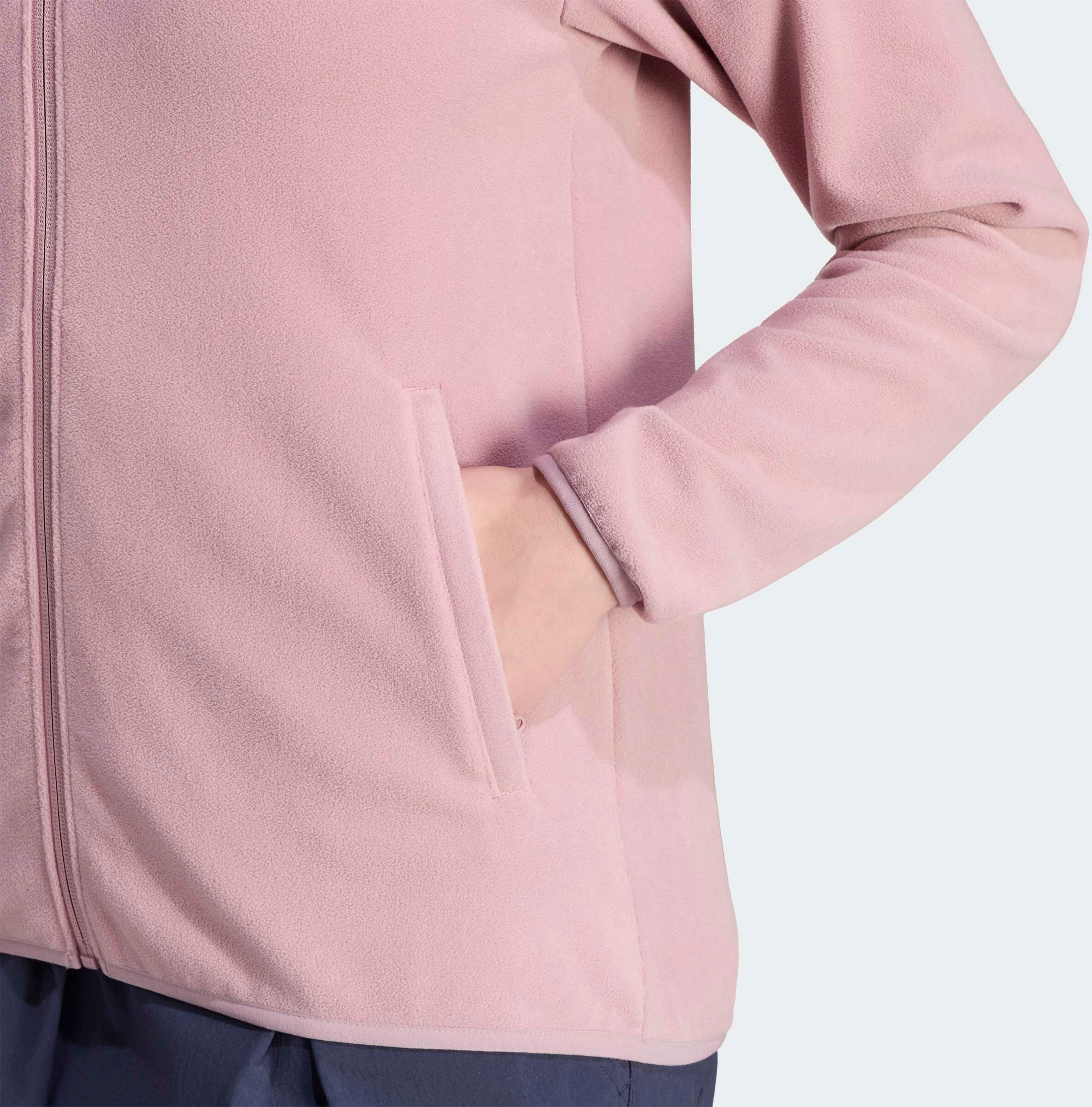 Fleecejacke ADIDAS TERREX "W MT ESS FZ FL", Damen, Gr. M, rosa (magic mauve), Obermaterial: 100% Polyester, Jacken Fleecejacke magic mauve M