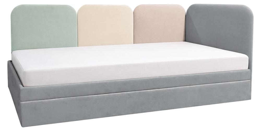 Kondela Einzelbett mit Ausziehbett Duha 90x200 cm - grau / Farbmix