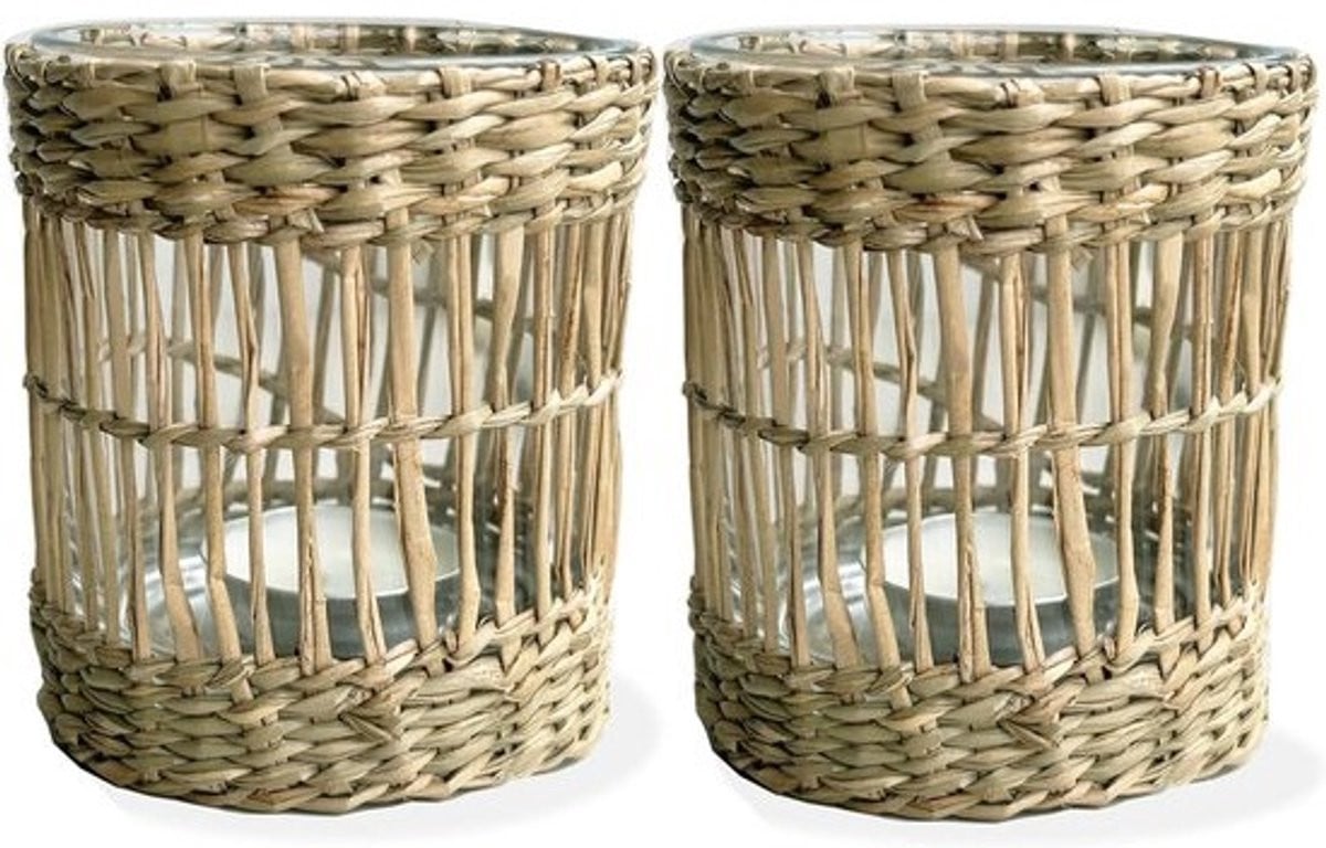 Handgeweven Rotan Waxinelichthouder voor Sfeervolle Verlichting