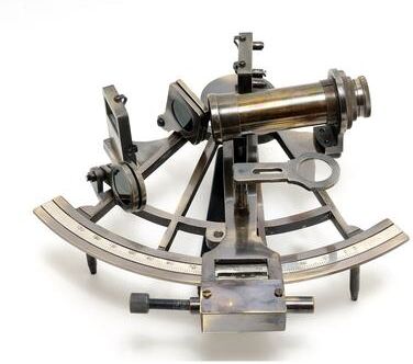 Old Modern Handicrafts Large Nautical Sextant with Wooden Case