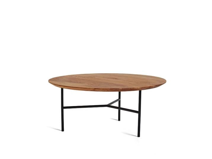 Mavis Table basse Tribeca Chêne huilé rustique, pieds noirs, Ø80 cm