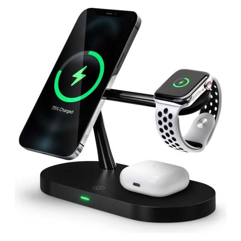 Connect IT MultiCharge 5 v 1 MagSafe Wireless Fast Charge bezdrátová nabíječka, ČERNÁ (CWC-9010-BK)