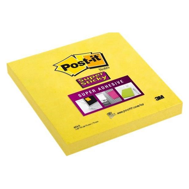 Post-it Super Sticky Haftnotizen extrastark 654-S gelb 12 Blöcke (76 x 76 mm) (654-S6 (1 PACK = 12 BLÖCKE))