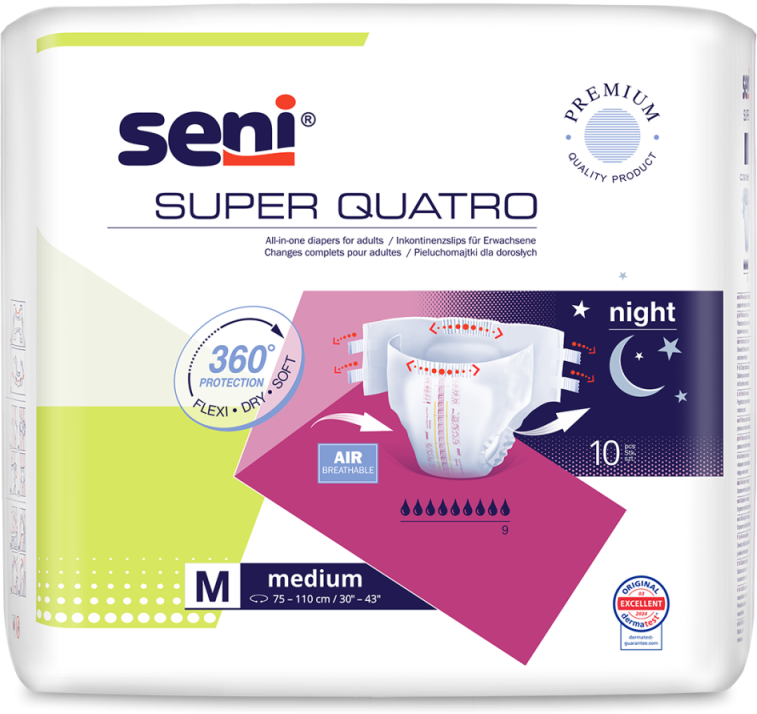 Seni Super Quatro Medium - 12 paquets de 10 protections
