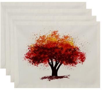 E by Design 18x14-inch, Fall Bounty, Floral Print Placemat (Set of 4)