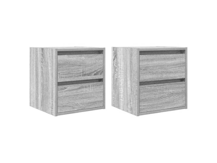 GHVBNMF Wand-Nachttische 2er Set Grau Sonoma Holzwerkstoff 38x34x40 cm Kompakte Hängeschränke fürs Schlafzimmer bieten praktischen Stauraum an der Wand und schaffen Ordnung am Bett.