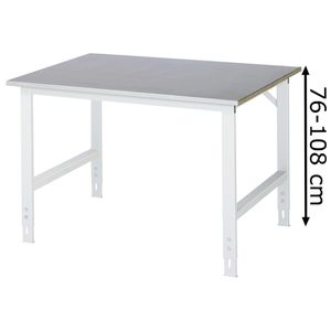 Rau Arbeitstisch Tom, höhenverstellbar, 125 x 76-108 x 100cm, Stahlblech, für Werkstatt