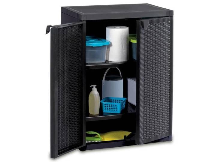 Promotion mai  * Armoire de rangement jardin - Meuble jardin - Noir 65x45x88 cm PP Rotin EU2812151236