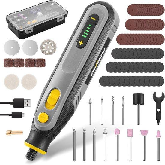 Mini-multifunctioneel rotatiegereedschap met USB-opladen, 4V, 104 accessoires en 5 snelheden
