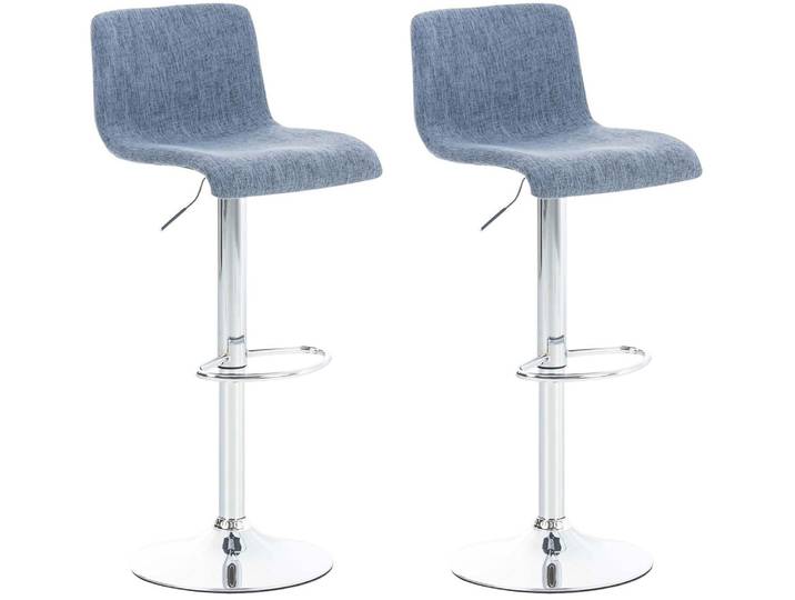TPFLiving 1er Set Barhocker Hope Gestell Metall in Chromoptik Stoff - Blau