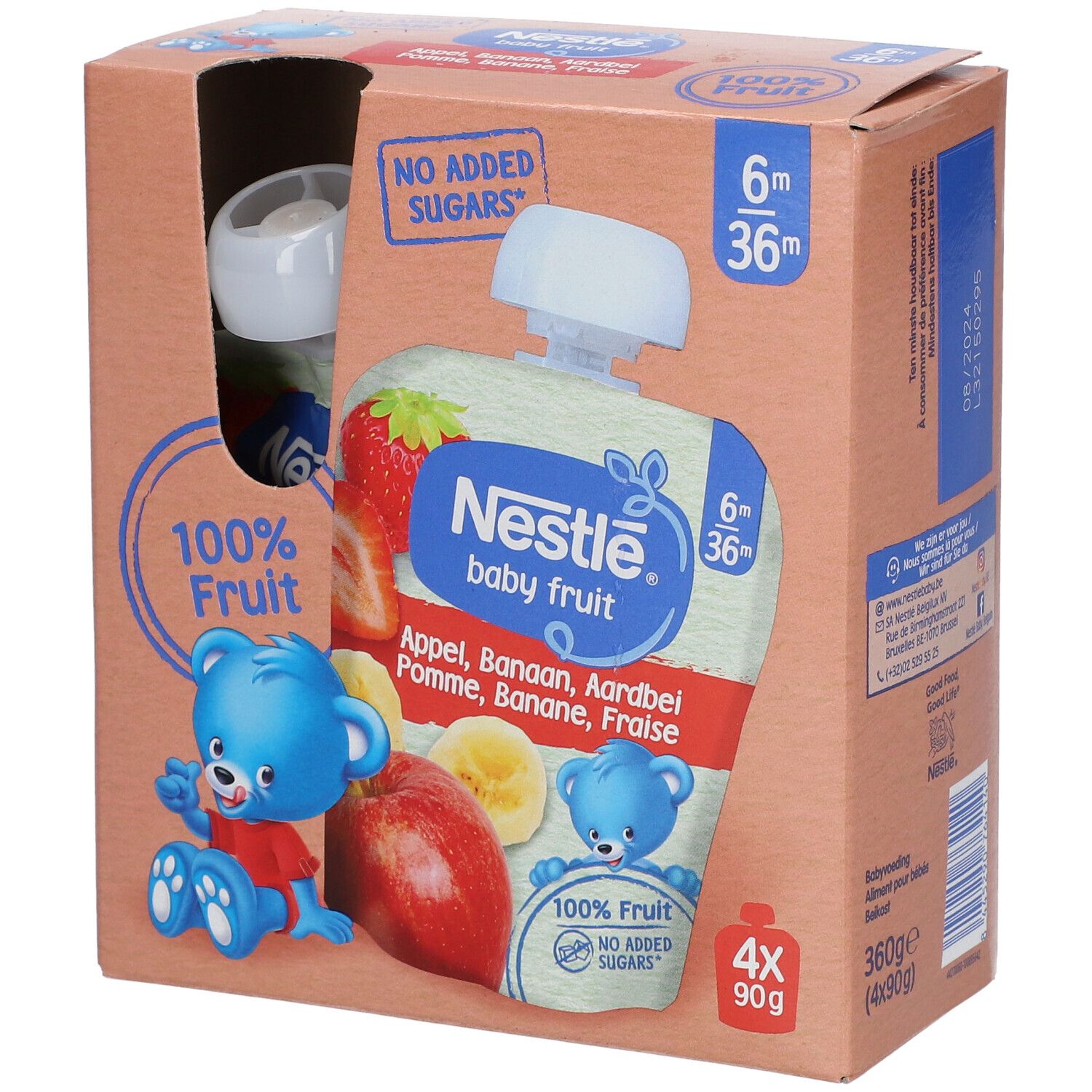 Nestle Baby Fruit Appel - Banaan Aardbei 4x90 g Getränk