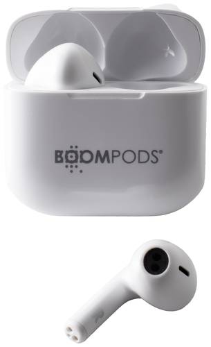Boompods Bassline Compact In Ear Kopfhörer Bluetooth Weiß Headset, Klang-Personalisierung, Lautstärkeregelung, Schweißresistent, Touch-Steuer