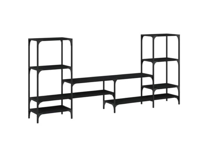 GHVBNMF TV-Schrank Schwarz 206,5x28,5x95 cm Lowboard Fernsehtisch Großzügiges Medienregal mit Standsicherheit für Wohnzimmer und Schlafzimmer, robustem Stahlrahmen und Wandhalterung.