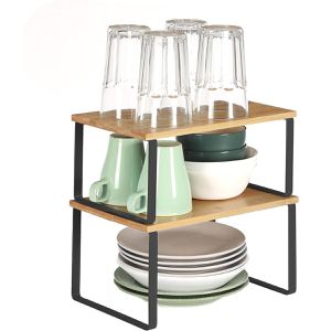 Songmics Küchenregal KCS02NB, braun, 2er Set, für Arbeitsplatte, 29,7 x 15,5 x 19,5cm