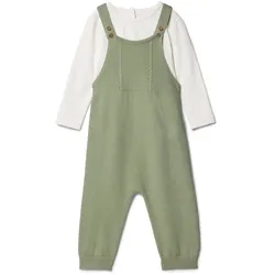 Tchibo - Baby-Set mit Latzhose und Langarmshirt - Baby - Gr. 50/56 - olivgrün