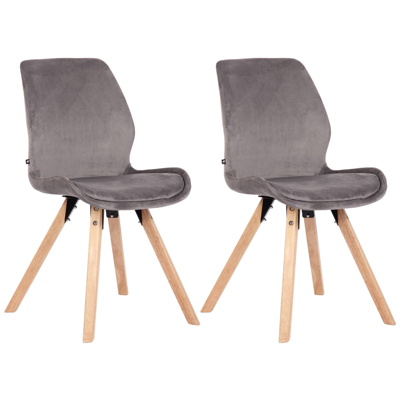 CLP 2er Set Stuhl Luna Samt - Farbe: grau, Material: Samt