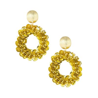 Paar Ohrhänger ADELIA´S "Ohrringe Ohrhänger mit großem Paillettenring aus Edelstahl", Damen, Gr. Damen, Edelstahl, gelb (goldfarben), Ohrringe, Ohrringe im trendigen Modeschmuck-Look mit Paillettenring