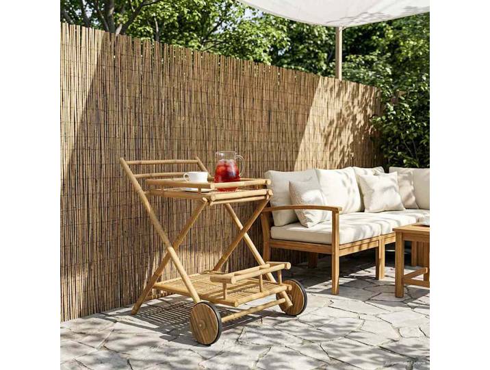 vidaXL Servierwagen mit Rädern Natur 79 x 67,5 x 84 cm Bambus