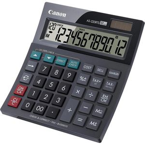 Canon Taschenrechner AS 220RTS, MwSt-Berechnung, 12-stelliges LC-Display, Solar- & Batteriebetrieb