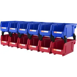 VEVOR 12er-Set Sichtlagerboxen Stapelboxen Stapelkisten Lagerkästen Blau/Rot