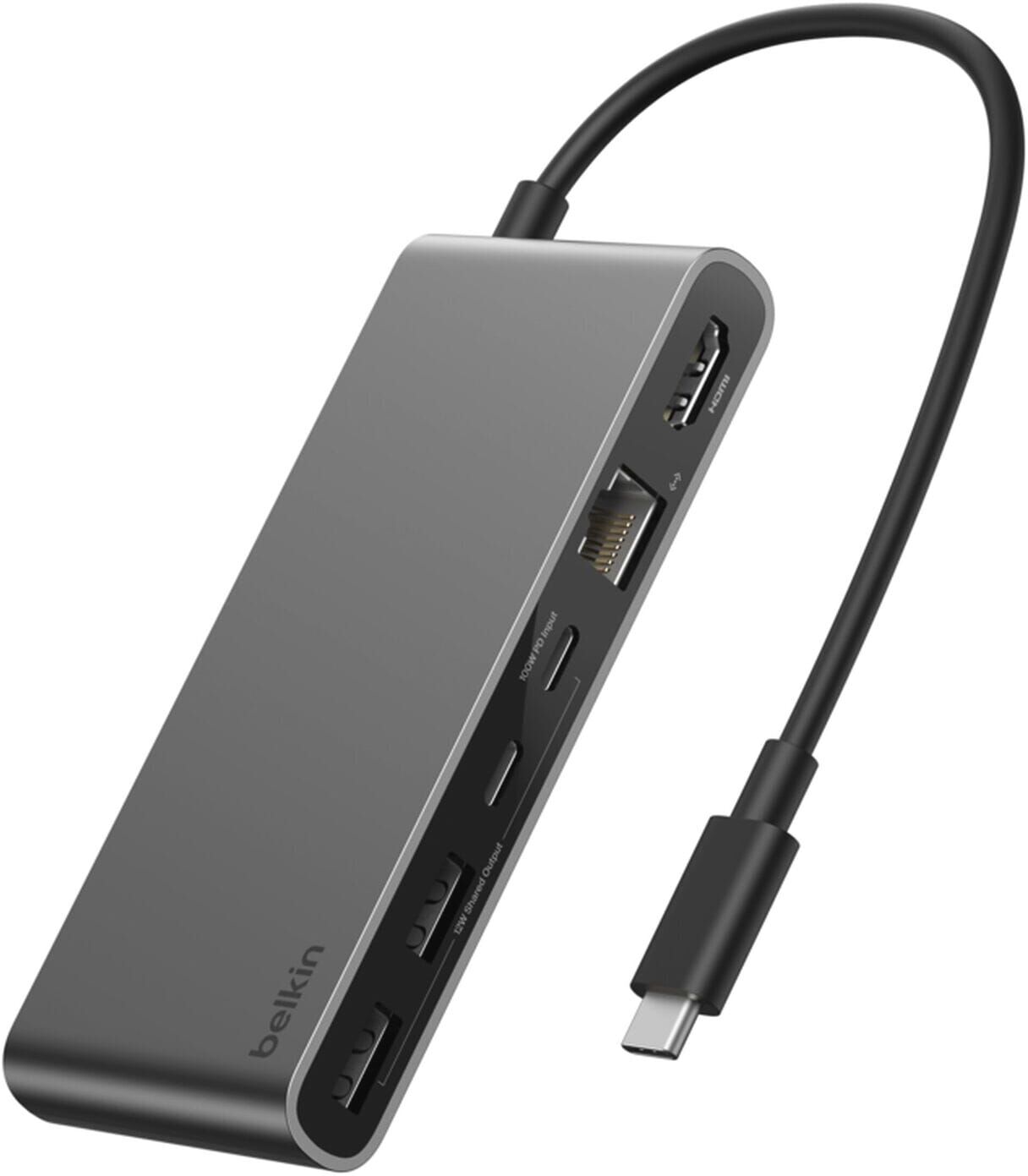 Belkin Laptop-Dockingstation "Connect 8-Port-USB-C-Hub mit 2,5-Gb-Ethernetanschluss", grau, B:10,5mm H:2mm T:17mm, Dockingstationen, Laptop-Dockingstation