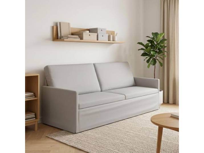 3-Sitzer Sofa Wolkengrau 220 x 81 x 82 cm Stoff Metallrahmen,100% Polyester,Kissenrücken-Design,Armlehnen,Schaumstoffpolsterung,pflegeleicht