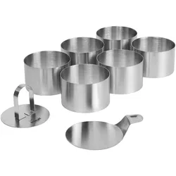 STONELINE® Dessertringe und Speiseringe Set, 8-teilig, Edelstahl, 6 Ringe, 1 Heber, 1 Stempel, rund