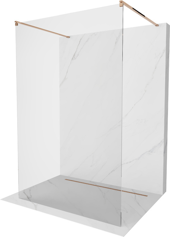 Mexen Kioto Duschwand freistehend 155 x 200 cm, transparent 8 mm, roségold - 800-155-002-60-00