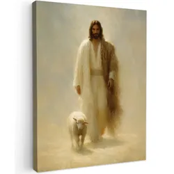LEINWANDBILD Schaf - Jesus - Pinselstriche - Abstrakt Room Decor 30x40 cm