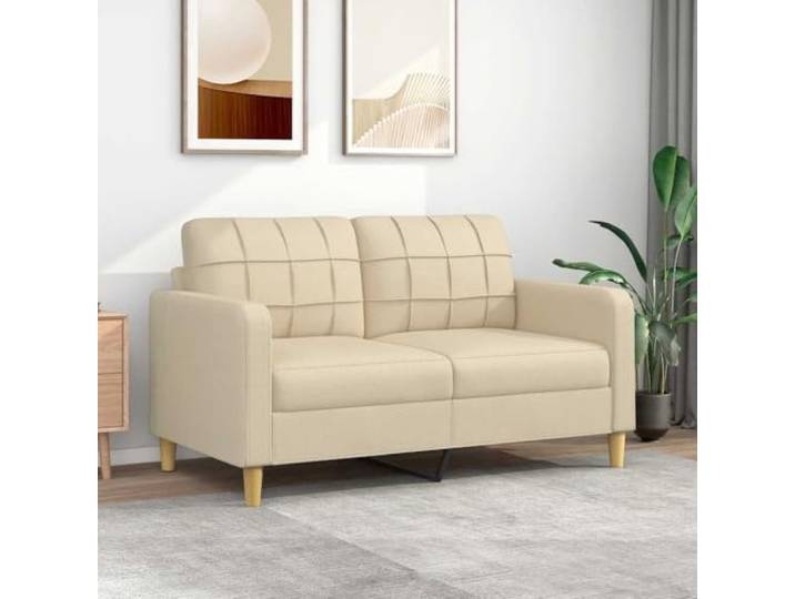 HEFZGDB 2-Sitzer Sofa Creme 140 cm Stoff Bezug Modernes Design Wohnzimmer Sitzgruppe Bequem Polsterung Strapazierfähig Atmungsaktiv Langlebig Metallgestell Robust Stabil Dick