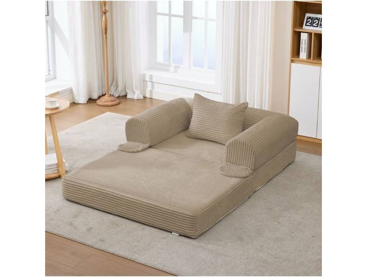 VUENOR chauffeuse convertible 1 place 120x85x65 cm marron – gain de place