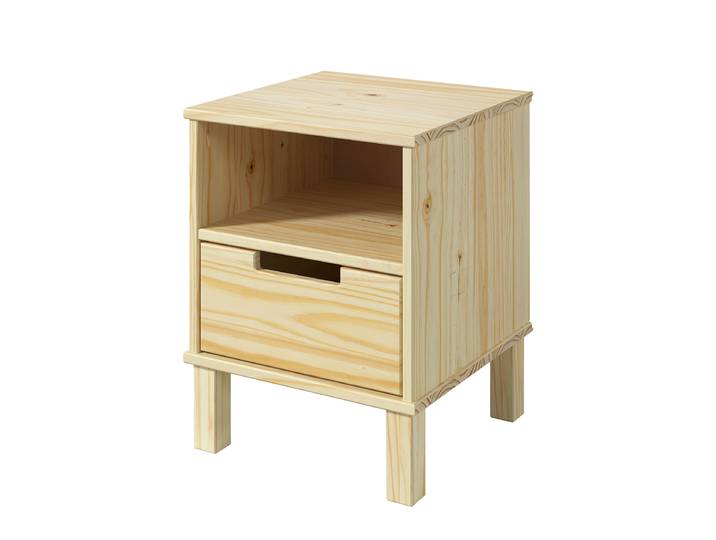 Massive Nachtkommode 38 x 49 x 38cm Holz/Beige