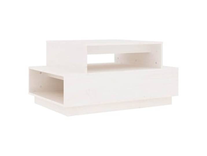 Roanoer Couchtisch Weiß 80x55x40,5 cm Massivholz Kiefer Sofatisch Stabiler Holzbeistelltisch mit Ablage für Ihr Wohnzimmer, schafft Ordnung und bietet eine großzügige Servierfläche.