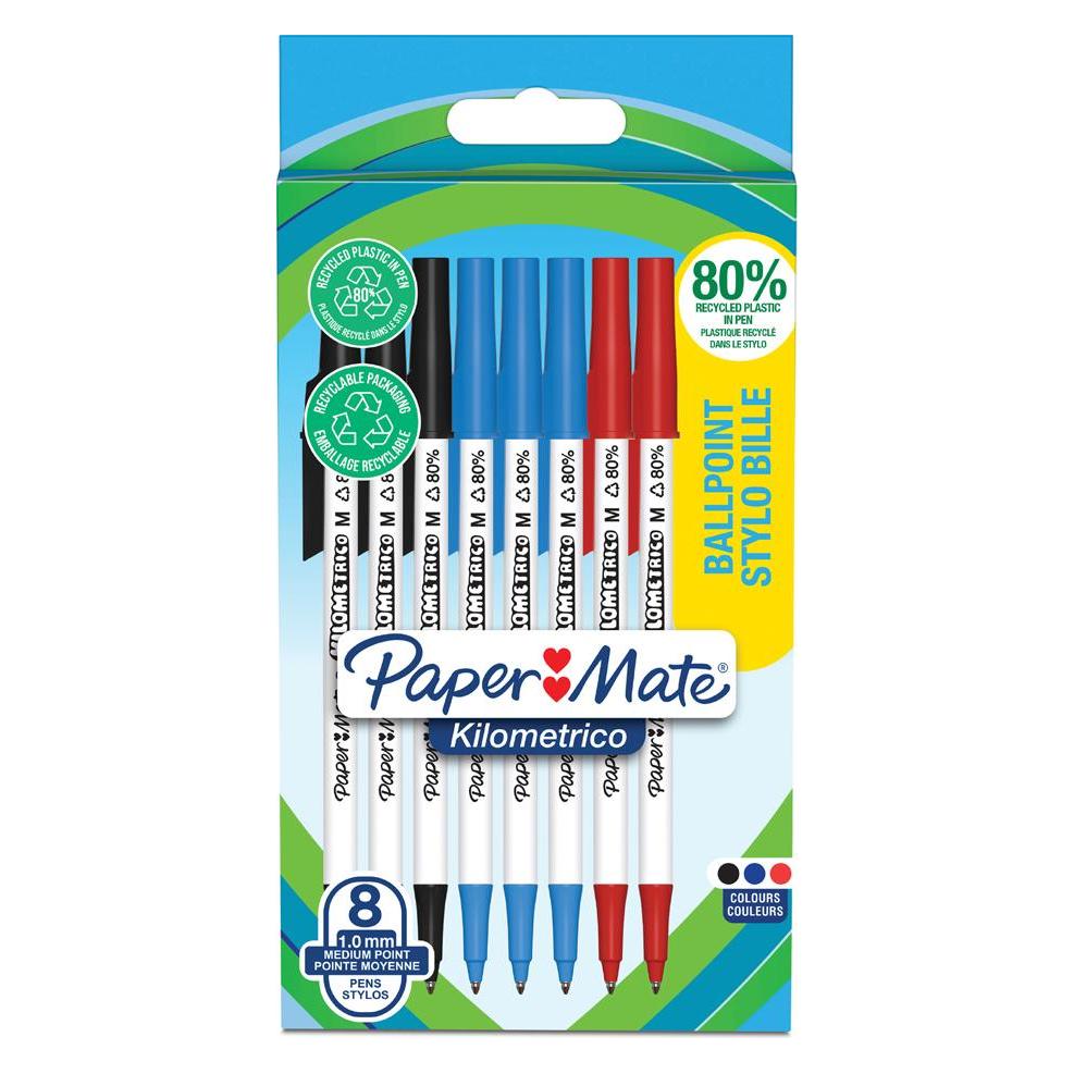 Paper Mate Kugelschreiber Kilometrico Reycled M Sortiert 8er Blister (8x) (2187680)