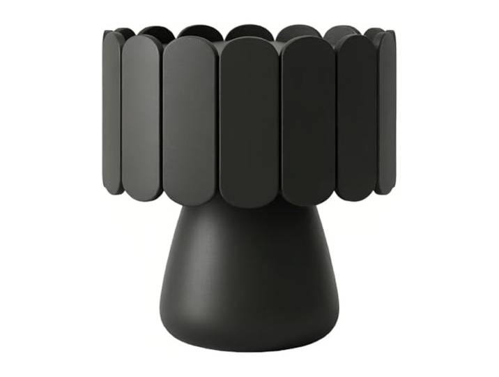 Schlank und platzsparend Nachttisch mit konischem Sockel im Lamellendesign Organisation der Schlafzimmeraufbewahrung(Schwarz,Mittel)