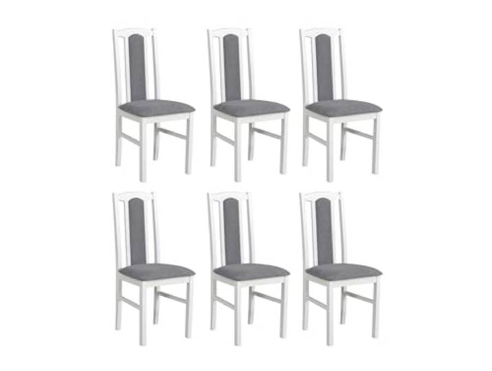 LeafDesign Esszimmerstühle 6er Set, Massivholz, Gepolstert, Weiß Küchenstühle, Esstischstühle und Essstühle für Wohnzimmer, Restaurant, Café, Hotel und Gastronomie – hoher Sitzkomfort