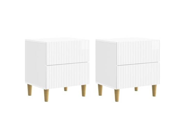 KUPTYERFG 2er Set Nachttisch Hochglanz Weiß 43x34,5x48 cm Holzwerkstoff Elegantes Nachtkonsolen Duo mit Schubladen für Ordnung im Schlafzimmer, stilvolle Ablage neben dem Bett.
