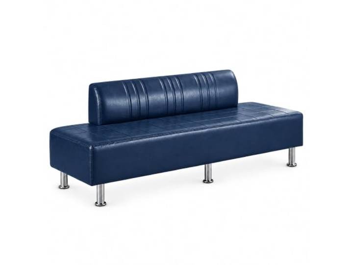 Modernes Wartezimmer-Sofa mit Rückenlehne, Schwarze Kunstleder-Sitzbank Gepolsterte Empfangsbank mit Hoher Belastbarkeit für Büro, Salon, Praxis, Hotel und Geschäft(G,150CM/59.06IN)