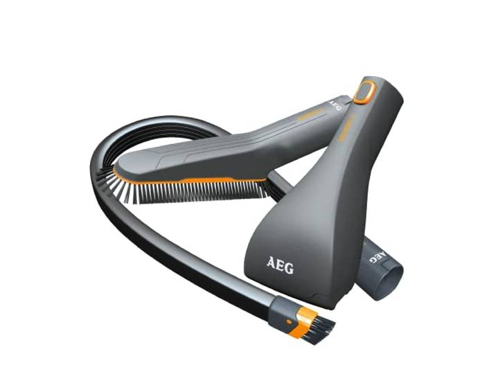 AEG AKIT12 Düsen-Set (360° Home & Car Kit, Detailreinigung, Softbürste, Flexible Fugendüse, Mini-Turbodüse, für Sauger mit 36mm Ovalrohr, grau), Schwarz