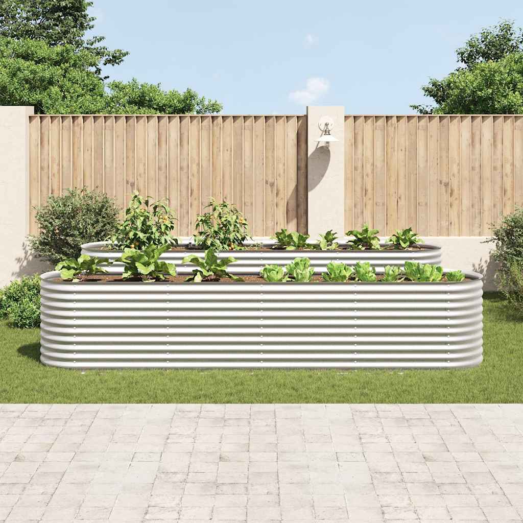 vidaXL Jardinière surélevée 400x80x81 cm acier galvanisé argenté