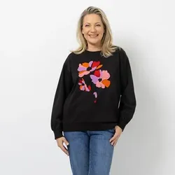 KILIAN KERNER SENSES Sweatshirt, Langarm Flock-Frottee Druck Rundhals leger weit