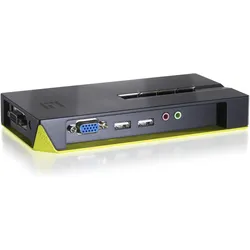 LevelOne KVM-0421: 4Port Kabel-KVM-Switch, KVM Switch, Schwarz, Grün