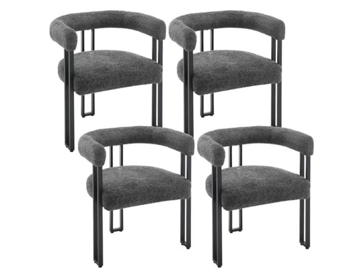 WOLTU Esszimmerstühle 4er Set, Küchenstühle mit Armlehnen bequemer Küchenstuhl, für Esszimmer Wohnzimmer Schlafzimmer, Dunkelgrau